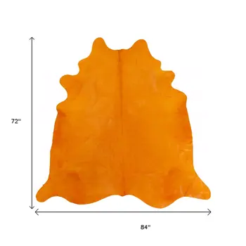 6' X 7' Orange Cowhide Handmade Area Rug