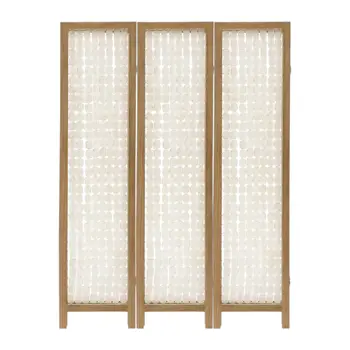 71" Clear Folding Three Panel Screen Room Divider