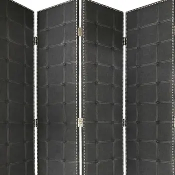 108" Gray Fabric And Wood Folding Five Panel Screen Room Divider