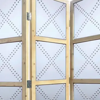84" Silver Folding Three Panel Screen Room Divider