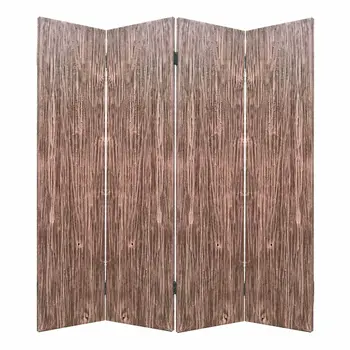 84" Brown Folding Four Panel Screen Room Divider