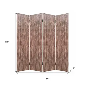 84" Brown Folding Four Panel Screen Room Divider