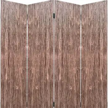 84" Brown Folding Four Panel Screen Room Divider