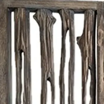 84" Brown Wood Folding Four Panel Screen Room Divider