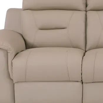 90" Beige Faux Leather Sofa With Brown Legs