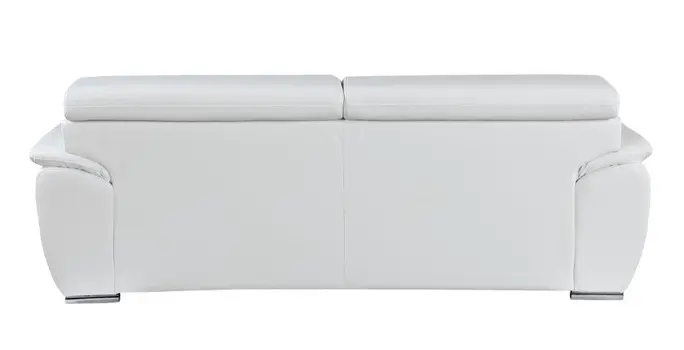 Two Piece Indoor White Genuine Leather Five Person Seating Set
