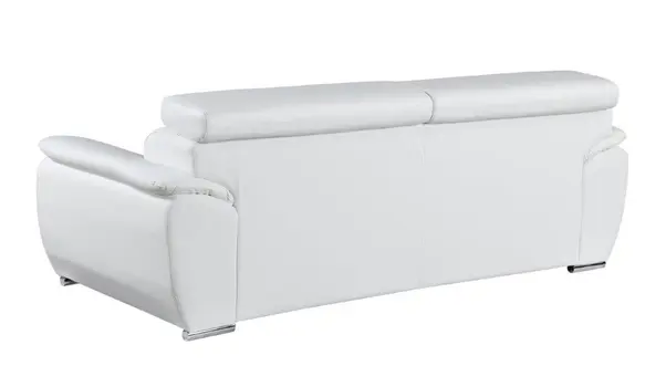 Two Piece Indoor White Genuine Leather Five Person Seating Set