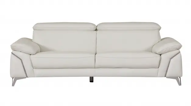 Two Piece Indoor White Italian Leather Five Person Seating Set