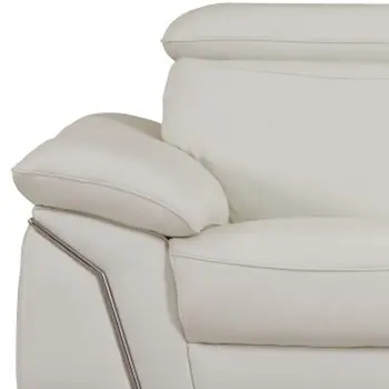 Two Piece Indoor White Italian Leather Five Person Seating Set