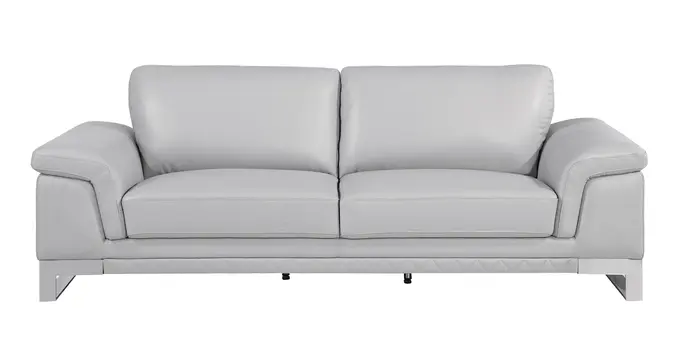 Two Piece Indoor Light Gray Italian Leather Five Person Seating Set