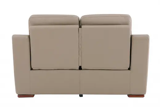 67" Beige And Brown Faux Leather Manual Reclining Loveseat