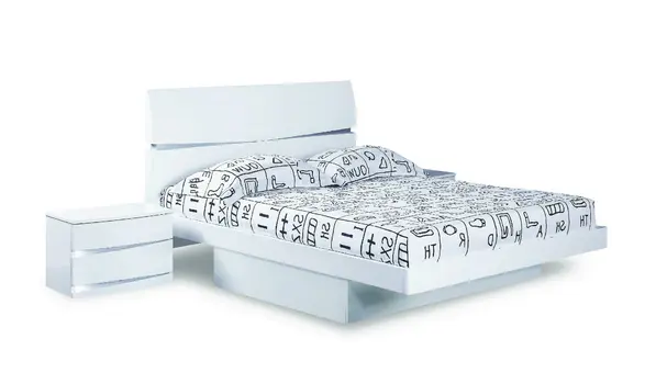 White Solid Wood King Bed Frame