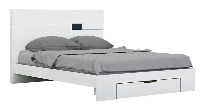 White Solid Wood Queen Bed Frame