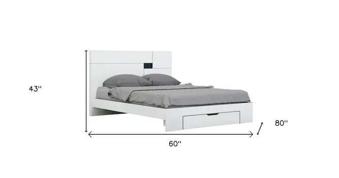 White Solid Wood Queen Bed Frame