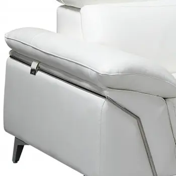 White Italian Leather L Shaped Two Piece Sofa and Chaise Sectional