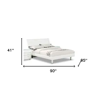 White Wood Lighted California King Bed Frame