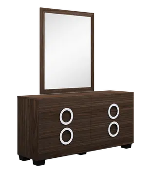 Four Piece Wood Brown Solid Wood Bedroom Set With Mirror