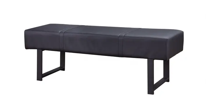 17" Black Upholstered Faux Leather Bench