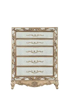 19" X 42" X 56" Antique Gold Wood Mirror Chest