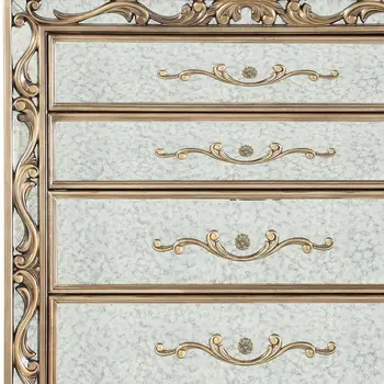 19" X 42" X 56" Antique Gold Wood Mirror Chest