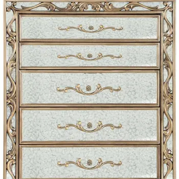 19" X 42" X 56" Antique Gold Wood Mirror Chest