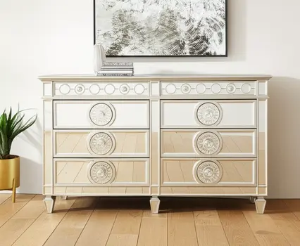 20" Gray Solid Wood Six Drawer Double Dresser