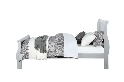 Silver Wood Queen Sleigh Bed Frame