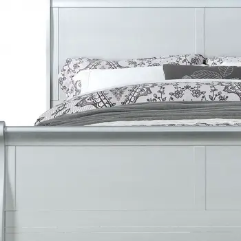 Off White Solid Wood Full Bed Frame