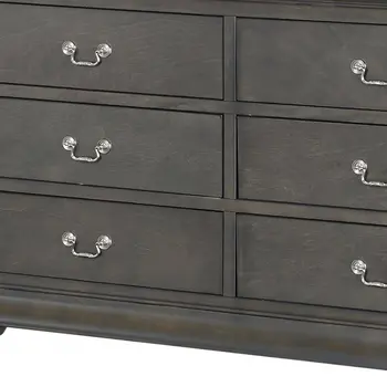 15" Gray Solid Wood Double Dresser
