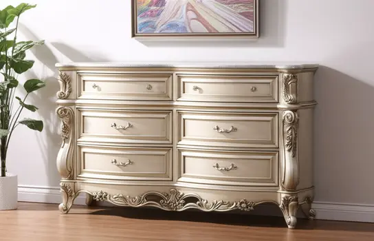 21" Beige Solid Wood Double Dresser