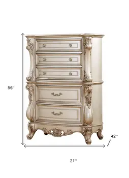 21" X 42" X 56" Antique White Wood Chest