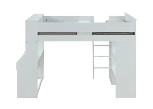 45" X 92" X 66" White Wood Veneer (Laminated) Loft Bed