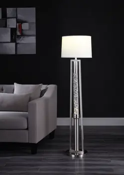 15" X 15" X 58" Brushed Nickel Metal Glass Led Shade Floor Lamp