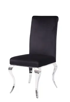 Set of Two Black And Silver Upholstered Fabric Dining Side Chairs