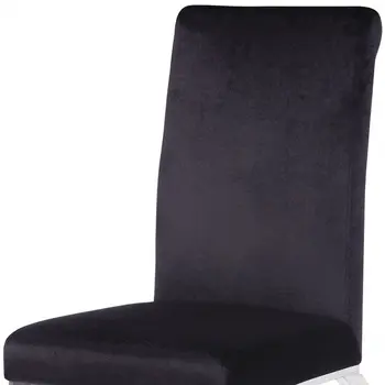Set of Two Black And Silver Upholstered Fabric Dining Side Chairs