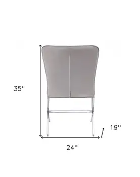 24" Beige and Silver Velvet Parsons Chair