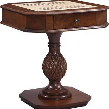 28" Brown Octagon Console Table With Drawer