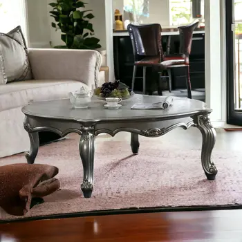 47" Platinum Solid Wood Free Form Coffee Table