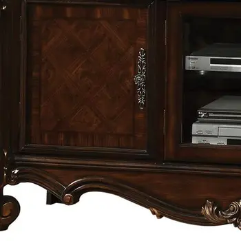 74" Dark Brown Solid Wood