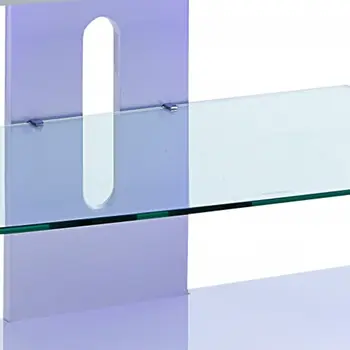 18" X 60" X 22" White Clear Glass Wood Veneer (Melamine) TV Stand (Led)