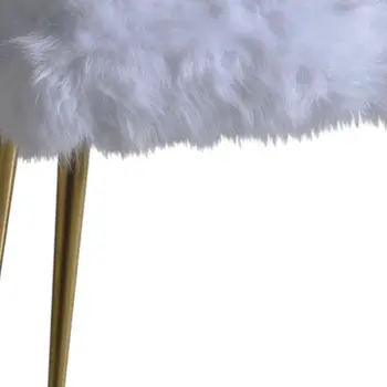 18" White and Gold Upholstered Faux Fur Bench