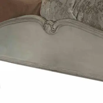76" X 95" X 73" Vintage Gray Pu Bone White Wood Poly Resin Upholstery Queen Bed