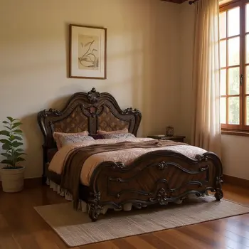 Dark Brown Solid Wood Bed Frame