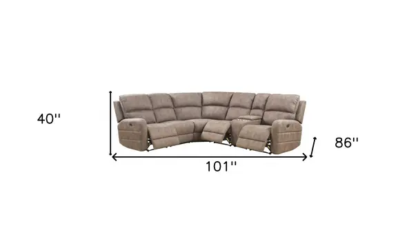 Brown Genuine Leather Power Reclining L Shaped Six Piece Corner Sectional With Console