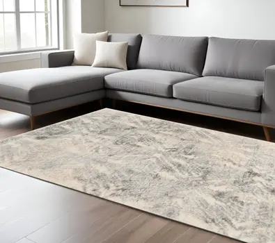 7' X 9'  Polypropylene Ivory Or Grey Area Rug