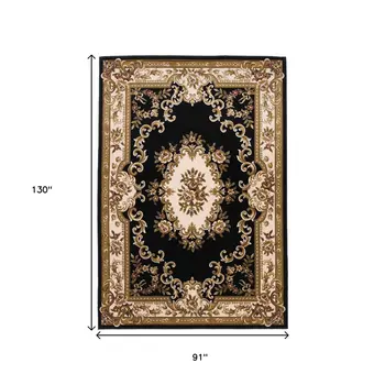 7' X 10'  Polypropylene Blackor Ivory Area Rug