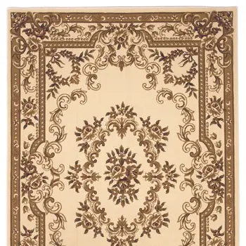 8' X 11' Ivory And Brown Floral Medallion Area Rug