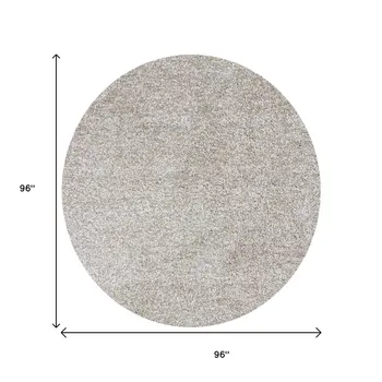 8' Round  Polyester Ivory  Heather Area Rug