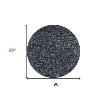 8' Black Heather Round Indoor Shag Rug