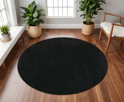 8' Espresso Brown Round Indoor Shag Rug